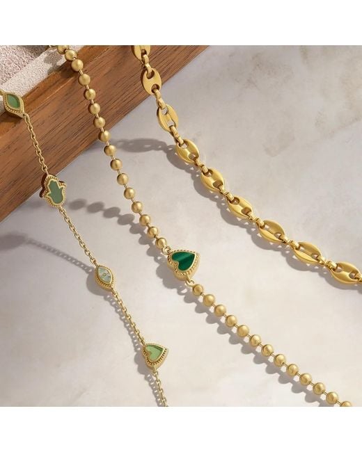Karma and Luck Metallic Celestial Bonds Jade Moon Heart & Evil Eye Bracelet