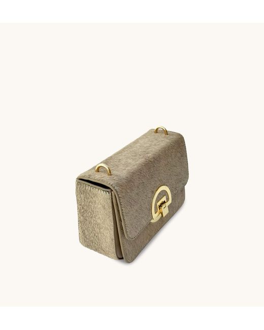 Apatchy London Gray Neutrals The Tilly Sand Hair-On Leather Bag