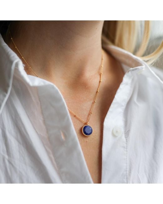 Auree Jewellery Blue Barcelona September Birthstone Necklace Lapis Lazuli