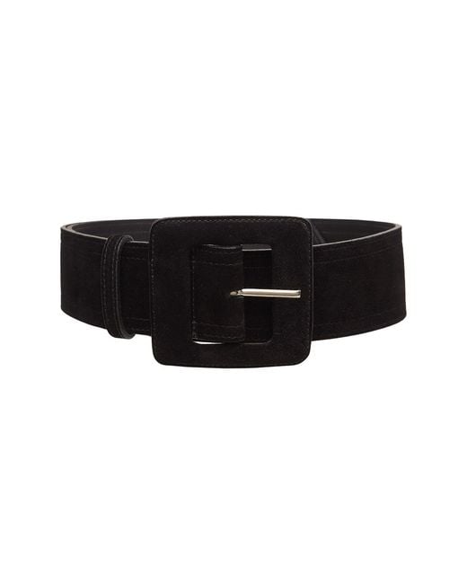 BeltBe Black Suede Square Buckle Belt