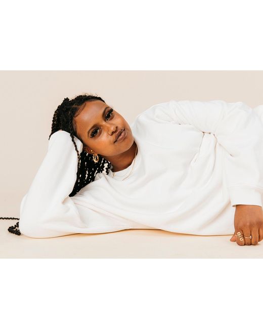 Ocio Leisurewear White Oversized Crewneck