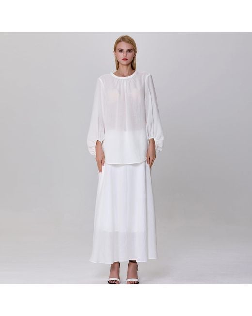 Smart and Joy White Light Round Neck Blouse