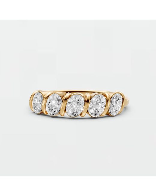 Aya Fine Jewelry Metallic 0.85 Cwt Oval Lab Diamond Five Stone Wedding Band