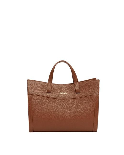 Saonara Brand Brown Mini Shopping Bag Chestnut Leather