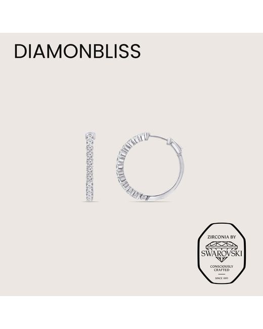 Diamonbliss Metallic Embellished With Swarovski Plated Hoop Earrings One And Half Inch