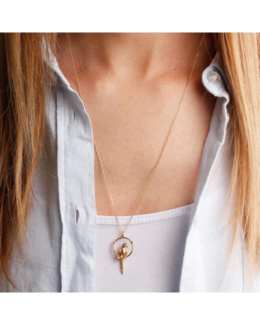 Lee Renee Metallic Parakeet Necklace – Large, Upright