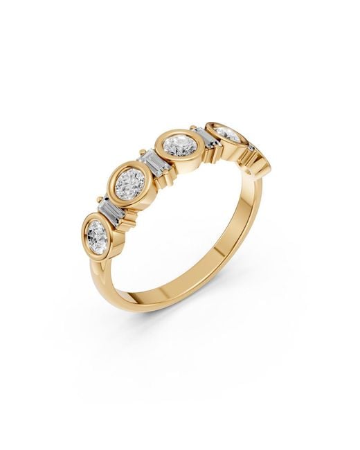 Aya Fine Jewelry Metallic Round & Baguette Lab Grown Diamond Bezel Set Anniversary Band