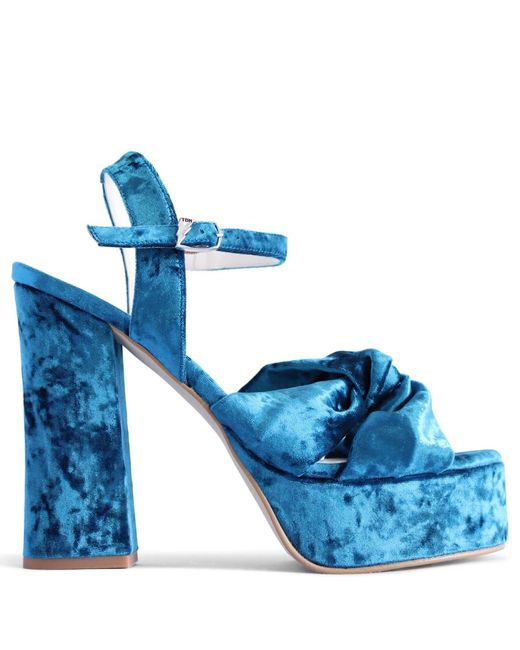 Terry De Havilland Blue Tyla Midnight Velvet Platform Heel