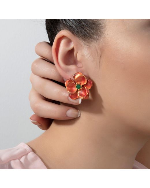 Milou Jewelry Red Sugar Viola Flower Earrings