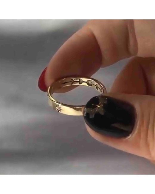 VicStoneNYC Fine Jewelry Metallic Northern Star Diamond & Lunar Phase Engraved Ring