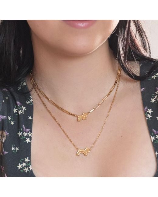Cloud Haven Metallic Dainty Logo Pendant Necklace