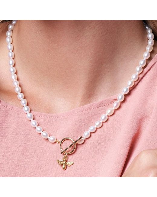 Pearls of the Orient Online Metallic Vita Cultured Freshwater Pearl Necklace With Bumble Bee