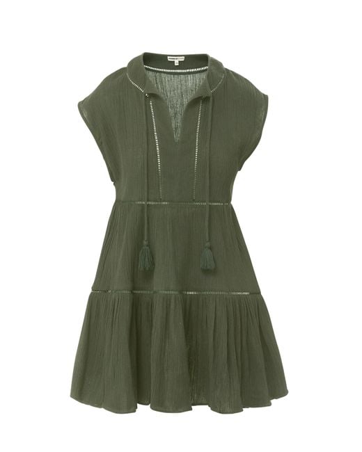 Change of Scenery Green Neutrals / Gari Short Beach Dress In Olive