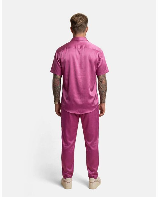 Hustle Purple Flying Dragon Satin-Set for men