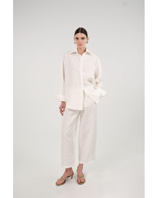Nocturne Natural Neutrals Linen Drawstring Trousers