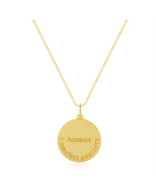 Azura Jewelry New York Metallic Aquarius Zodiac Mantra Necklace Vermeil