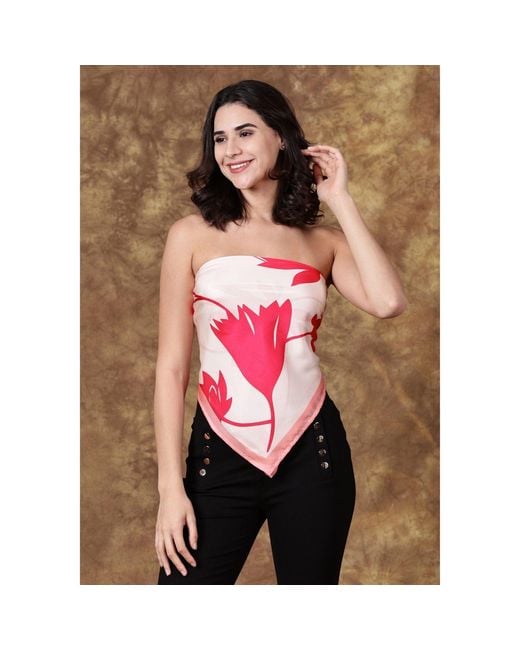 Heritagemoda Pink Hand-Painted Silk Scarf – Blush With Peony Lotus Flowers