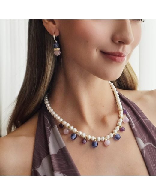 Farra Blue Amethyst With Berry Dangle Earrings