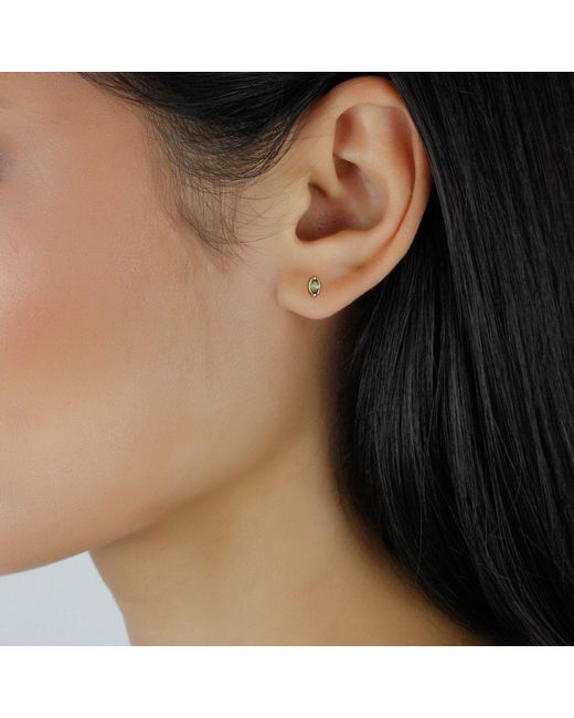 Lee Renee Multicolor Green Tourmaline Leaf Stud Earrings Gold