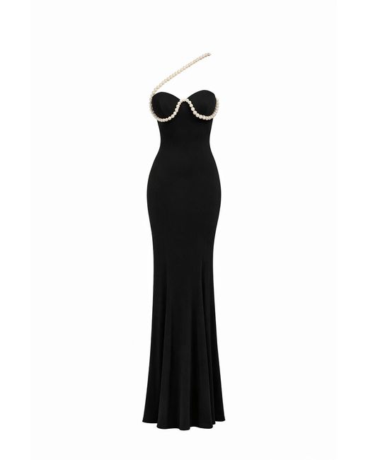 chinese dress ladies Beverie Pearl Halter Maxi Dress Black