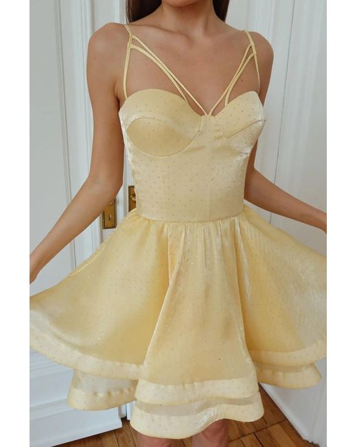 POST MERIDIEM Metallic Mini Bustier Dress With Rhinestones