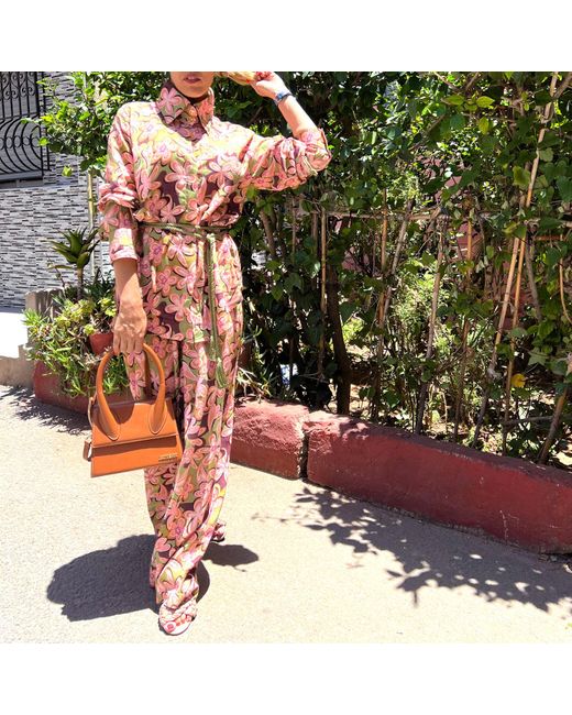L2R THE LABEL Red Fadwa Wide Leg Pants