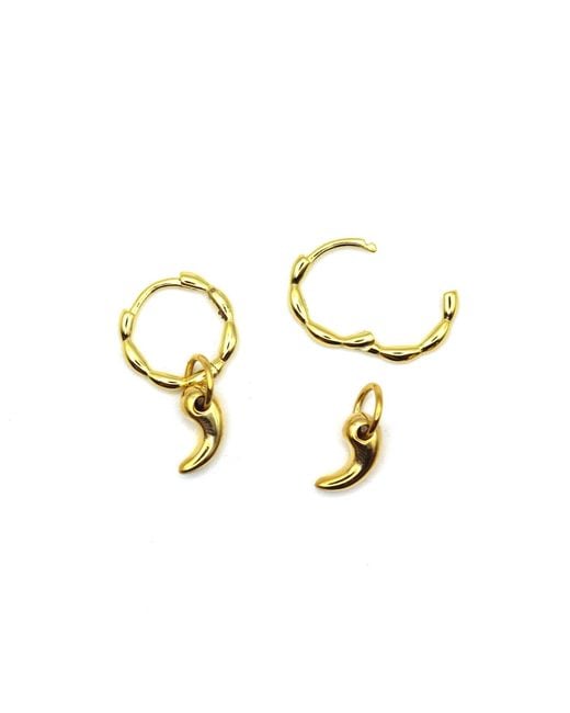 VicStoneNYC Fine Jewelry Metallic Small Gok Ock Charm Dangle Hoop Earrings