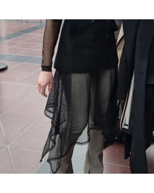 Laura Daili Gray Shadow Layer Mesh Skirt