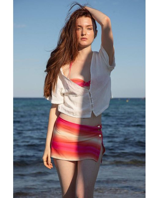 Belletage Swimwear White Aloha Linen Top