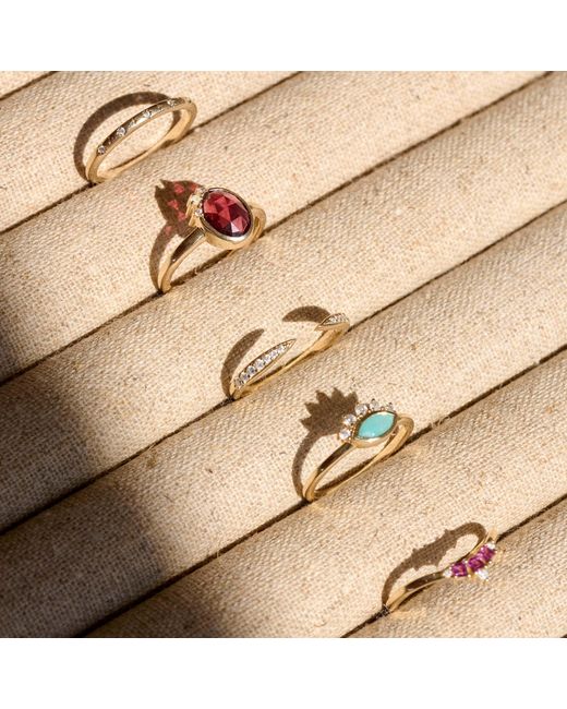 Zohreh Multicolor Rhodolite Garnet, Moonstone & Sapphire Ring 9K