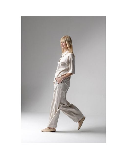 Oh!Zuza Gray Neutrals Meryl Linen Viscose Pyjama Set Wide Trousers