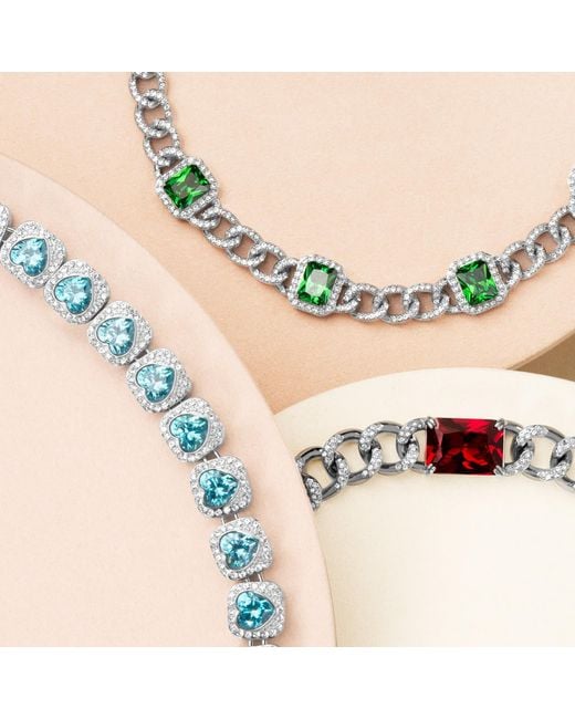 Arte Madrid Blue Pet It On Heart-Shaped Riviere Necklace