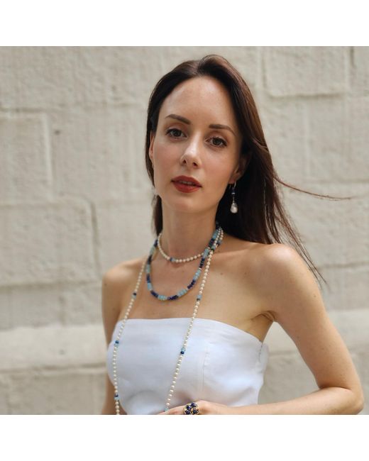 Farra Blue Lapis With Opal Color Matching Necklace