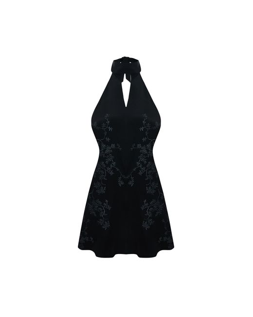 Maison sél Black Embroidered Mini Dress