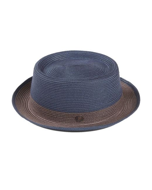 Dasmarca Hats Blue Dasmarce Bobby Retro Short Brim Summer Porkpie – for men