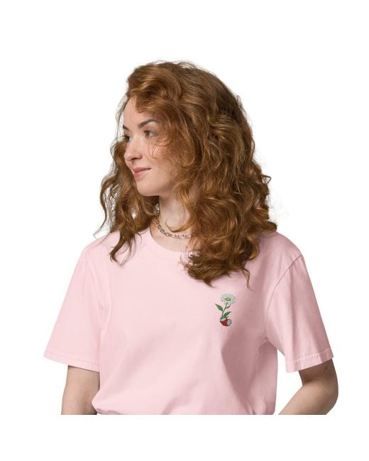 Anchor and Crew Pink Cotton Daisy Garden Dystopia Organic Cotton Embroidered T-Shirt