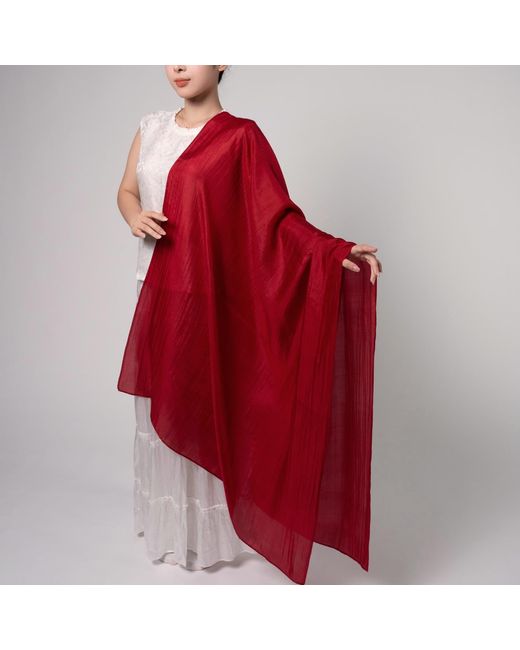 Silk and Bears Red Crimson Silk Scarf – Hand-Dyed Mulberry Silk Shawl, Evening & Occasion Wrap