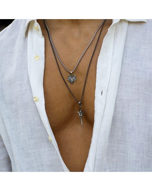 Ebru Jewelry Metallic Serpent Blade Sterling Necklace for men