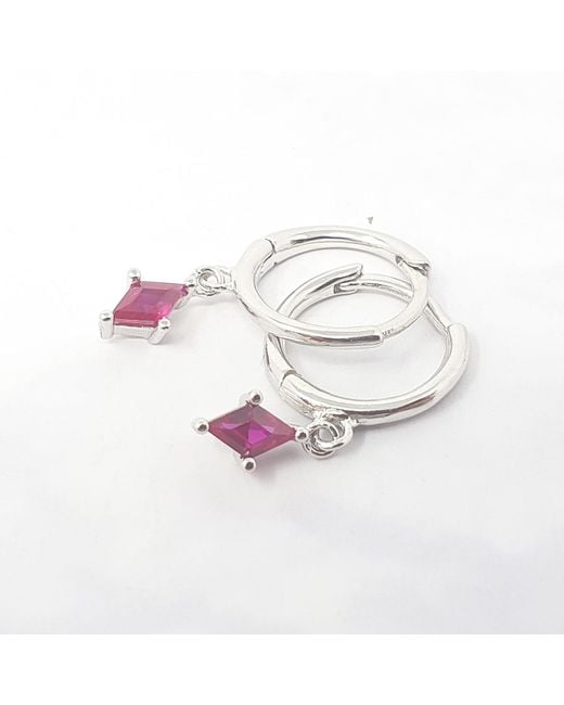 Harfi Metallic Ruby July Birthstone Delicate Dangle Hoops