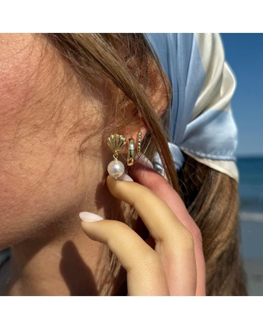Nazzar Metallic Shell Pearl Dangle Earring