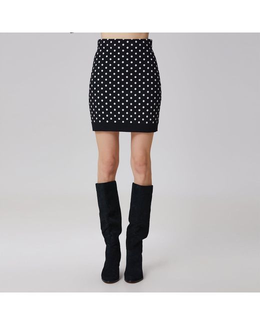 Smart and Joy Black Polka Dots Knitted Mini Skirt
