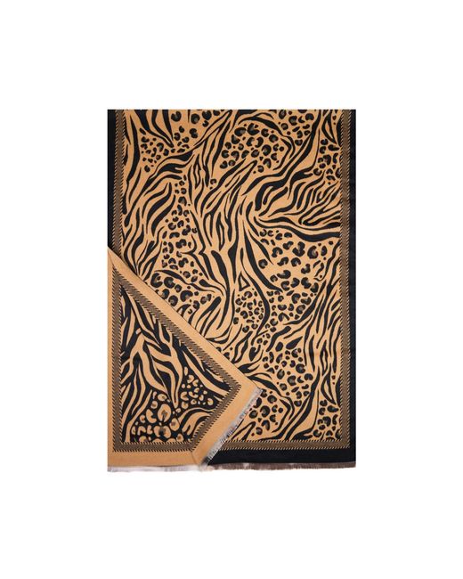 Saachi Metallic Animal Print Reversible Scarf