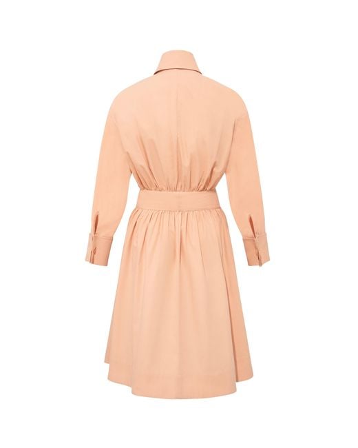 Femponiq Pink Neutrals Belted Gathered Cotton Shirt Dress