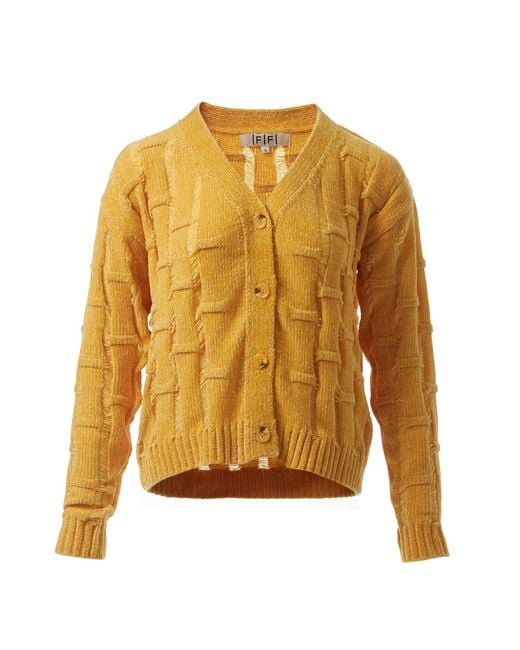 Fully Fashioning Yellow Citrine Lennox Ottoman Knit Cardigan