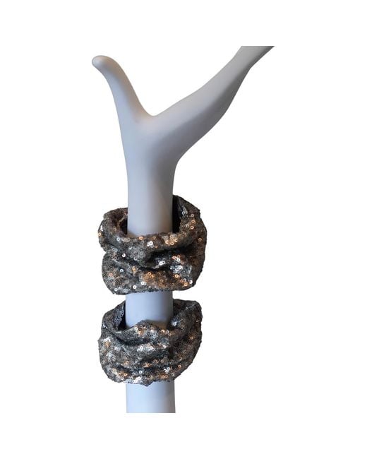 Romer Millinery Metallic Morphy Moldable Wrist Cuff Gunmetal Sequin Set Of Two