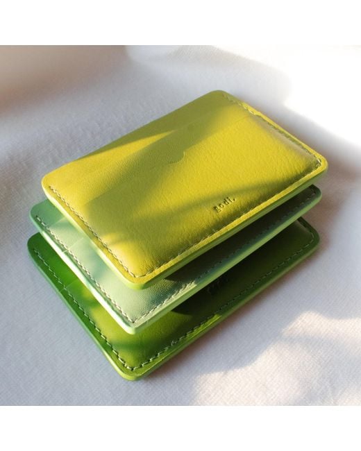 godi. Green Handmade Leather Card Case