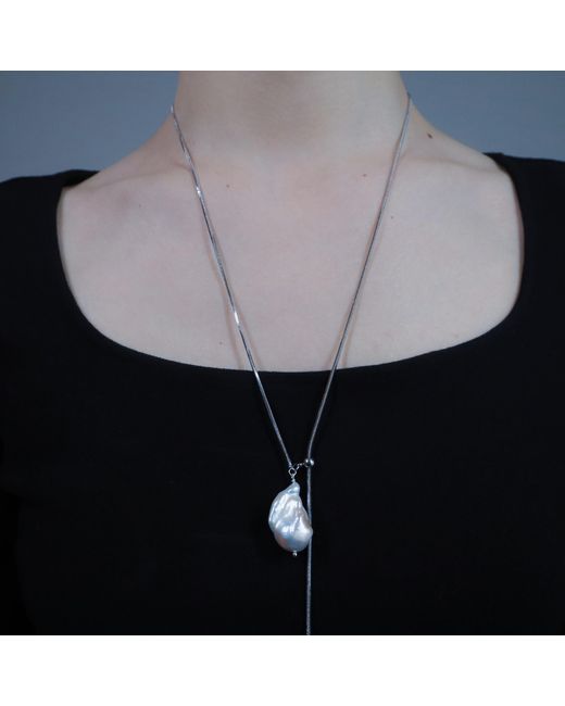 Ninemoo Metallic Grandeur Baroque Pearl Adjustable Necklace