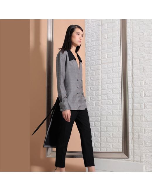 Smart and Joy Gray Long Double Breasted Tailor Shirt