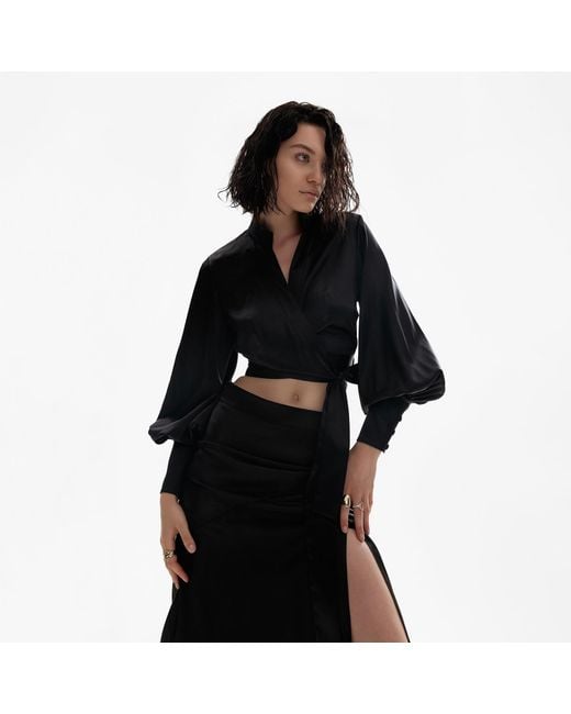 Lita Couture Black Wrap Around Blouse