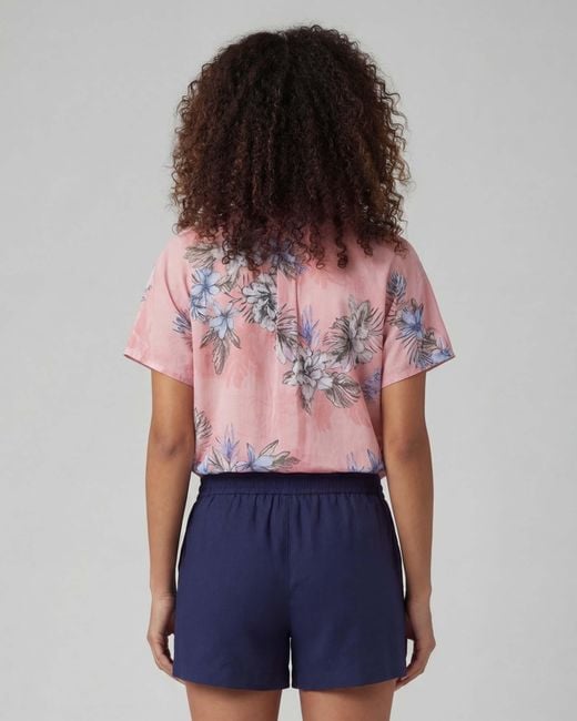 Lords of Harlech Pink Lara Exotic Floral Coral Linen Printed Shirt